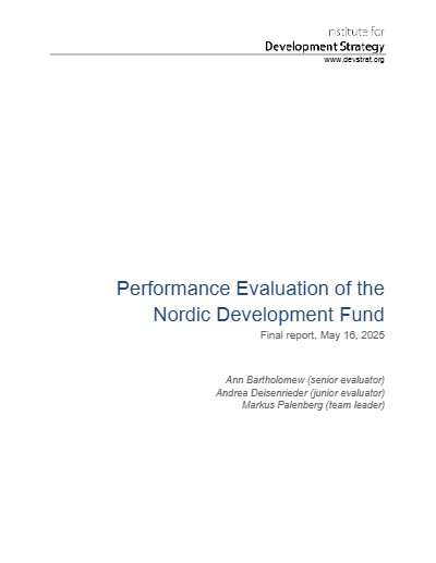Title page of the Performance Evaluation of the Nordic Development Fund, IfDS, 2025